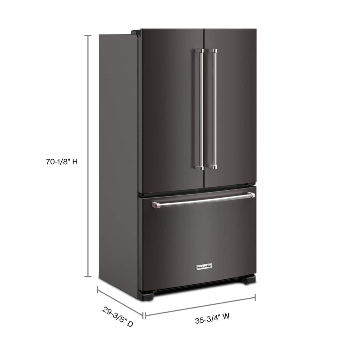 Left. KitchenAid - KitchenAid - 20 cu. ft. 36-Inch Width Counter-Depth French Door Refrigerator with Interior Dispense - Print Resist Blk Stnlss.