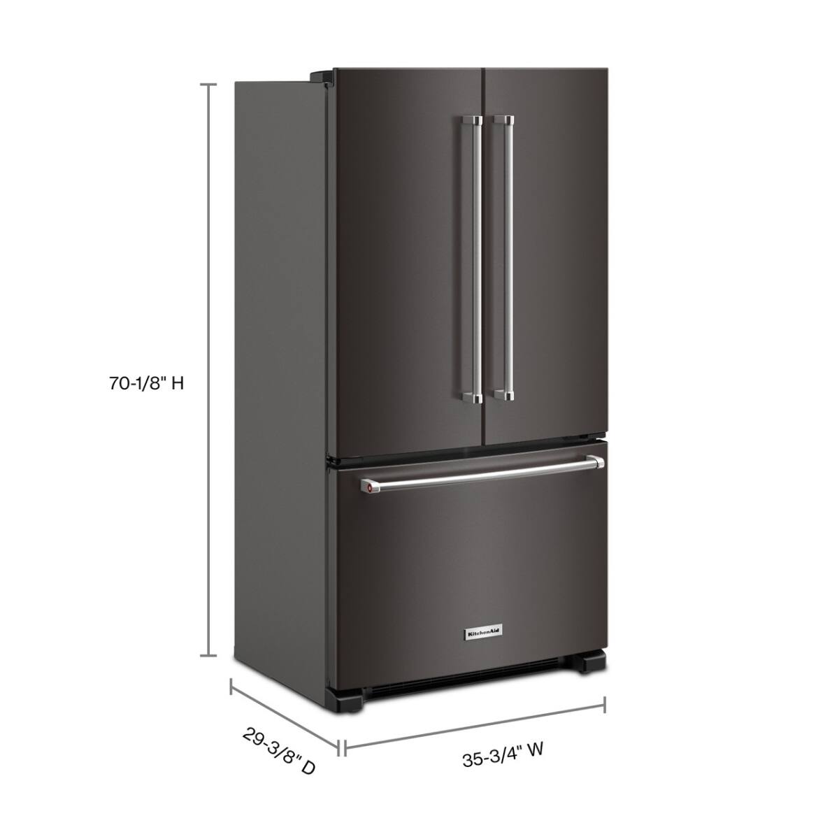 Left. KitchenAid - KitchenAid - 20 cu. ft. 36-Inch Width Counter-Depth French Door Refrigerator with Interior Dispense - Print Resist Blk Stnlss.