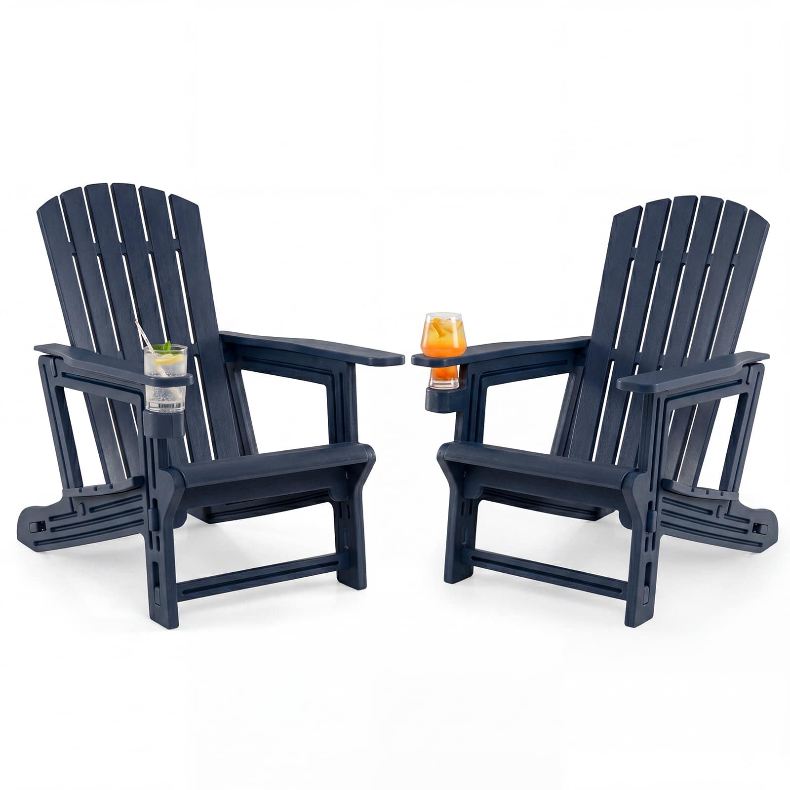 Costway - HDPE Adirondack Chair Set of 2 with Cup Holder, Wood-Like Texture, High Backrest - Blue price history on PriceWatchPro