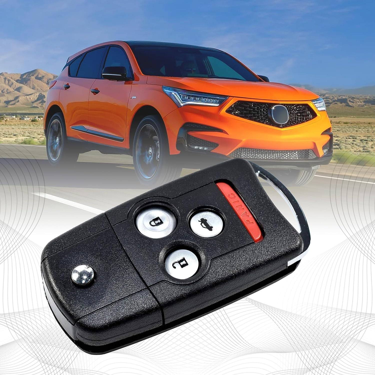 Alt View 2. HQRP - Folding Flip Key Fob Shell Case with 4 Buttons and CR1616 Battery for Honda Accord, Acura MDX RDX TL TSX ZDX - Black.