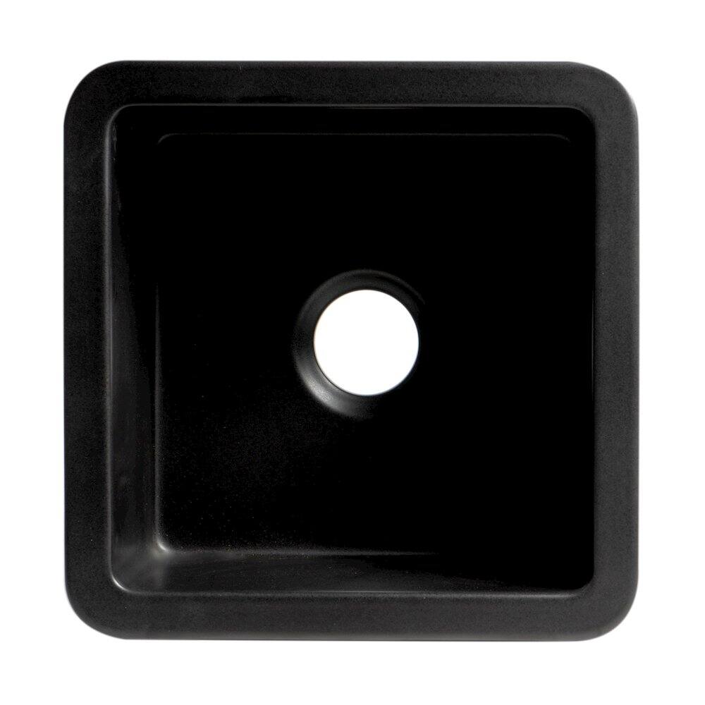 Alt View 6. Alfi - ALFI brand Black Matte Square 18 x 18 Undermount / Drop In Fireclay Prep Sink - Black.