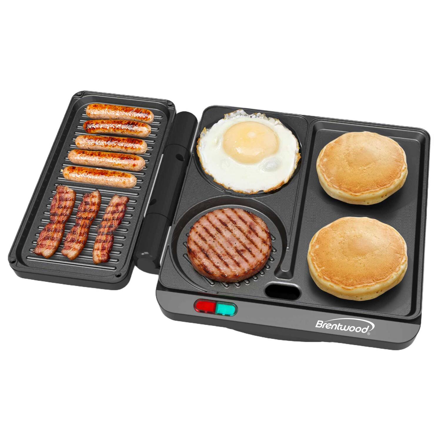 Alt View 4. Brentwood - 1000W Multipurpose Sandwich Maker and Hamburger Grill, Burger Press, Ceramic Non-Stick, Cool Touch Housing - Black.
