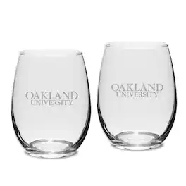 Jardine - Oakland Golden Grizzlies 15oz. 2-Piece Stemless Wine Glass Set - Multicolor