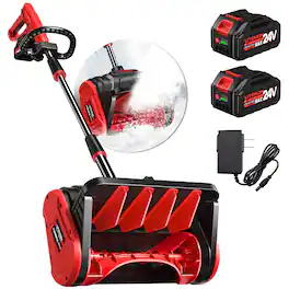 LITEKON - 24V/40V Cordless Snow Blower with 4.0Ah Battery & Charger, 13-Inch Wide Clearing, 16.5ft Snow Throw - Red