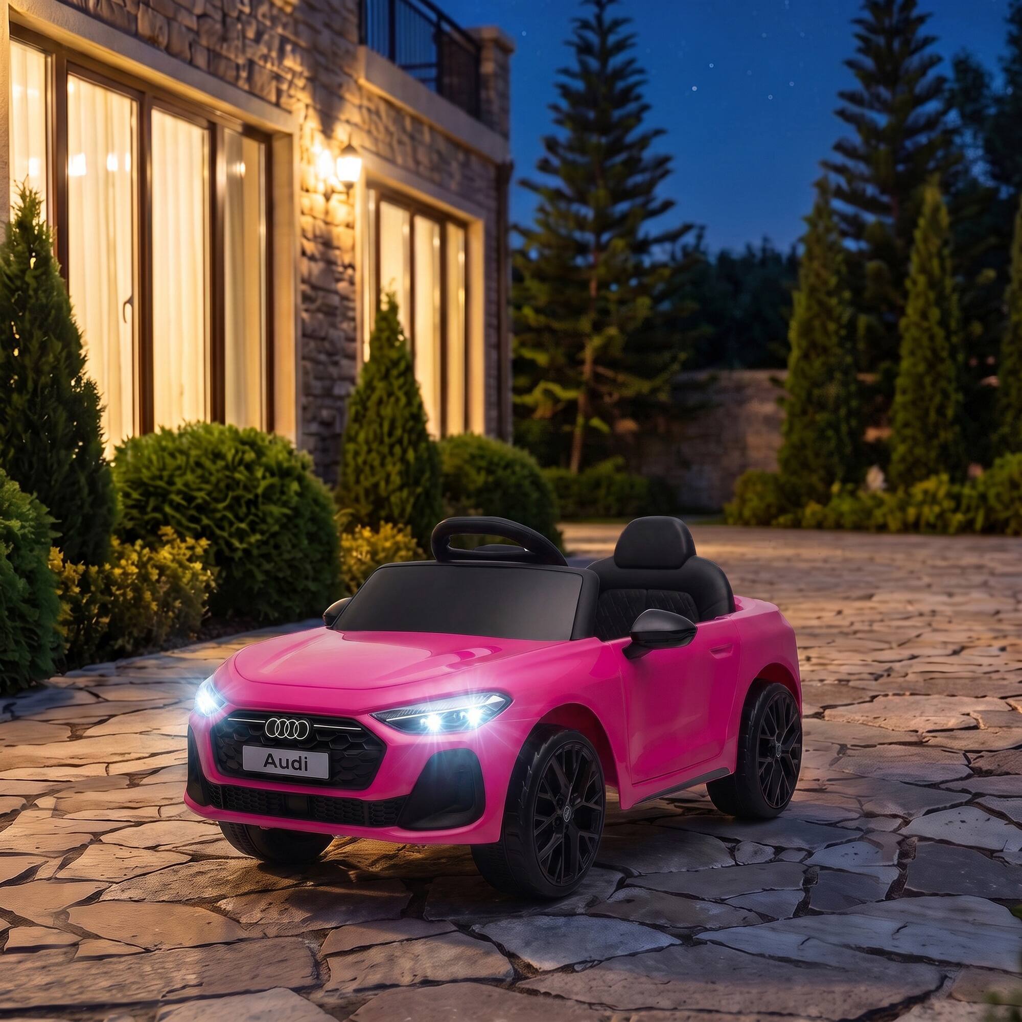 Alt View 8. Qaba - A5L Licensed Electric Ride on Car for Kids 3-6 with Remote Control Dual Motors 4-Wheel Suspension Music - Pink.