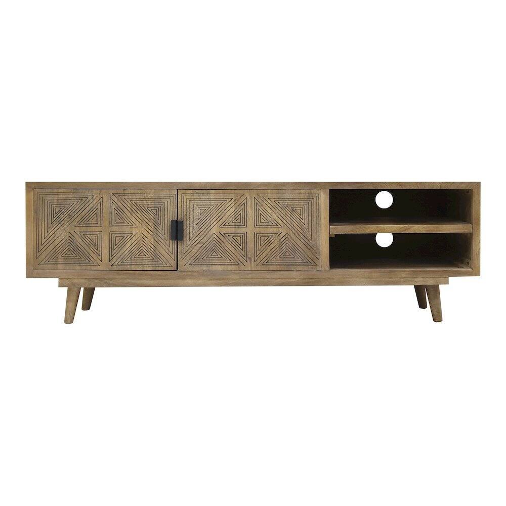 Alt View 3. Starlight Canyon Home - Brown Wood TV Console – Entertainment Center of 56 Inch Wide for Living Room - Gray.