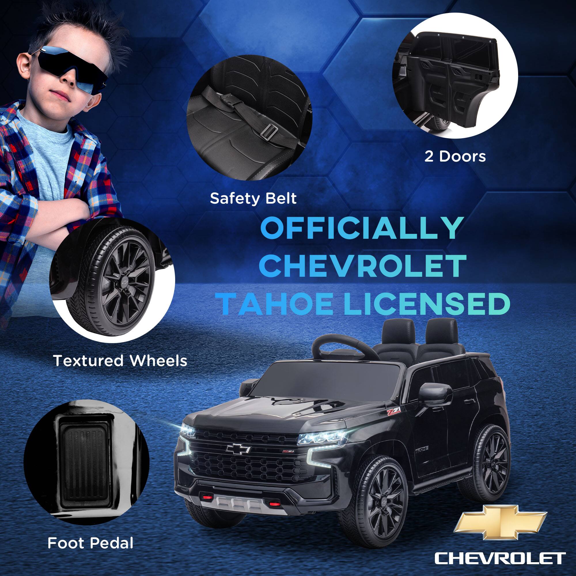 OFFICIALLY CHEVROLET TAHOE LICENSED

- 2 Doors
- Safety Belt
- Textured Wheels
- Foot Pedal