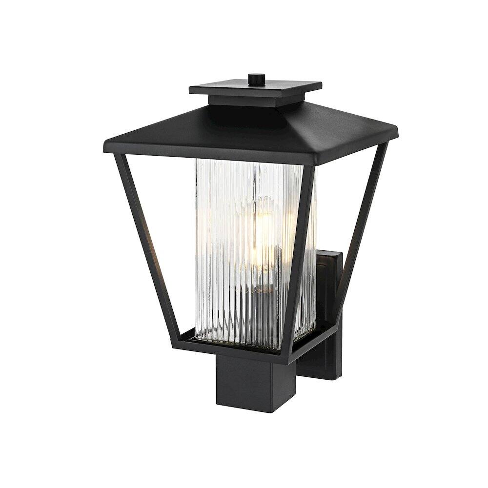 Angle. Elegant Lighting - Gaul 7 inch Outdoor Pendant in Black - Black.