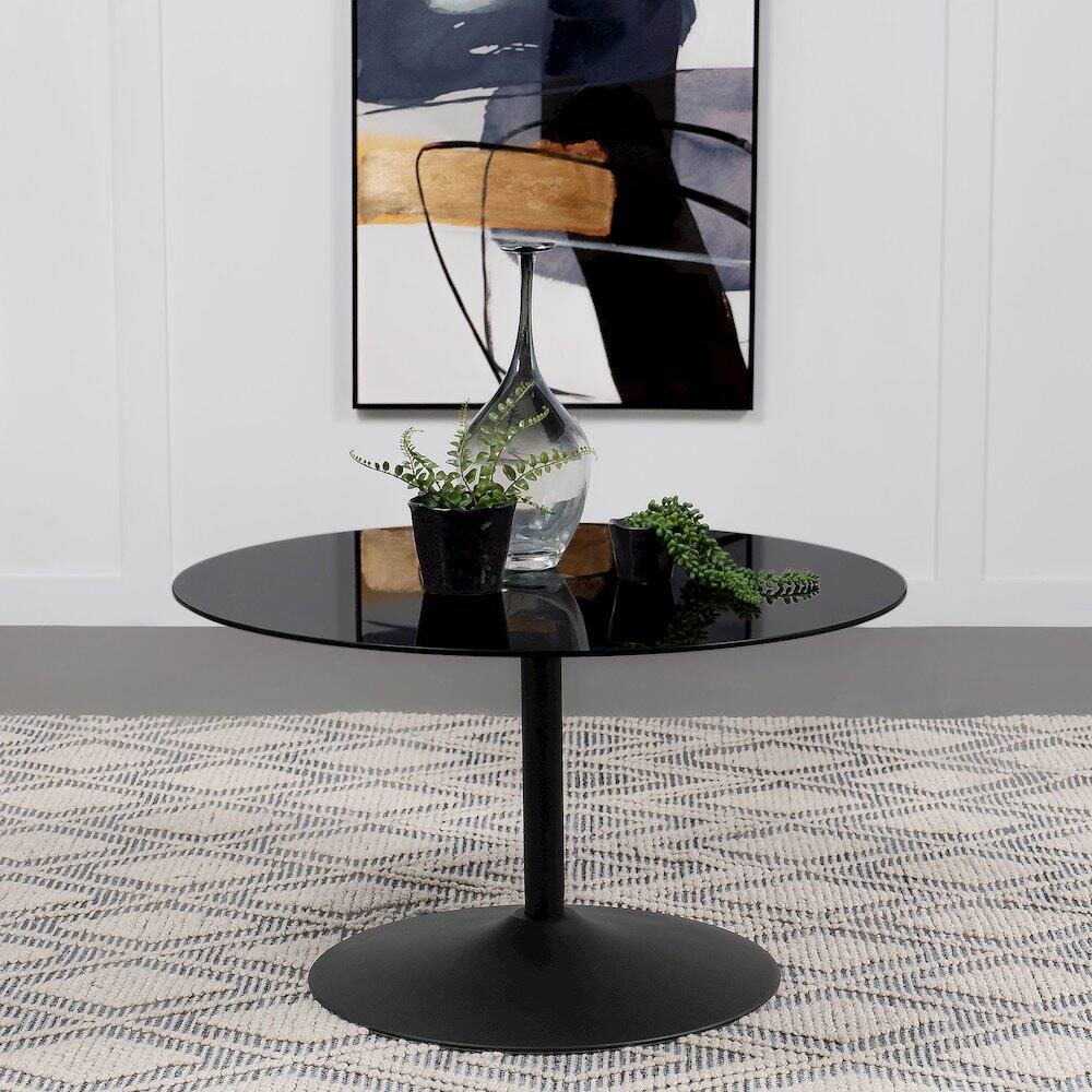Alt View 2. Coaster Co. of America - Ganso Round Metal Coffee Table With Tempered Glass Top Black - Black.