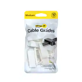 Wrap-It Storage - Cable Guides - Medium (10-Pack) Adhesive Backed Cable and Wire Clips - White