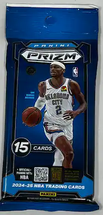 PANINI PRIZM Loves SHAI GILGEOUS ALEXANDER OKLAHOMA CITY 2 eom 15 CARDS OFFICIAL PANINI NFTs YOUR CARD ALL ON NBA BLOCKCHAIN TECHNOLOGY! 2024-25 NBA TRADING CARDS FANINI NO PURCHASE NECESSARY See Back for Details
