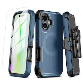 Kitcheniva - All in One Heavy-Duty Case Holster Glass For iPhone 17 - Blue