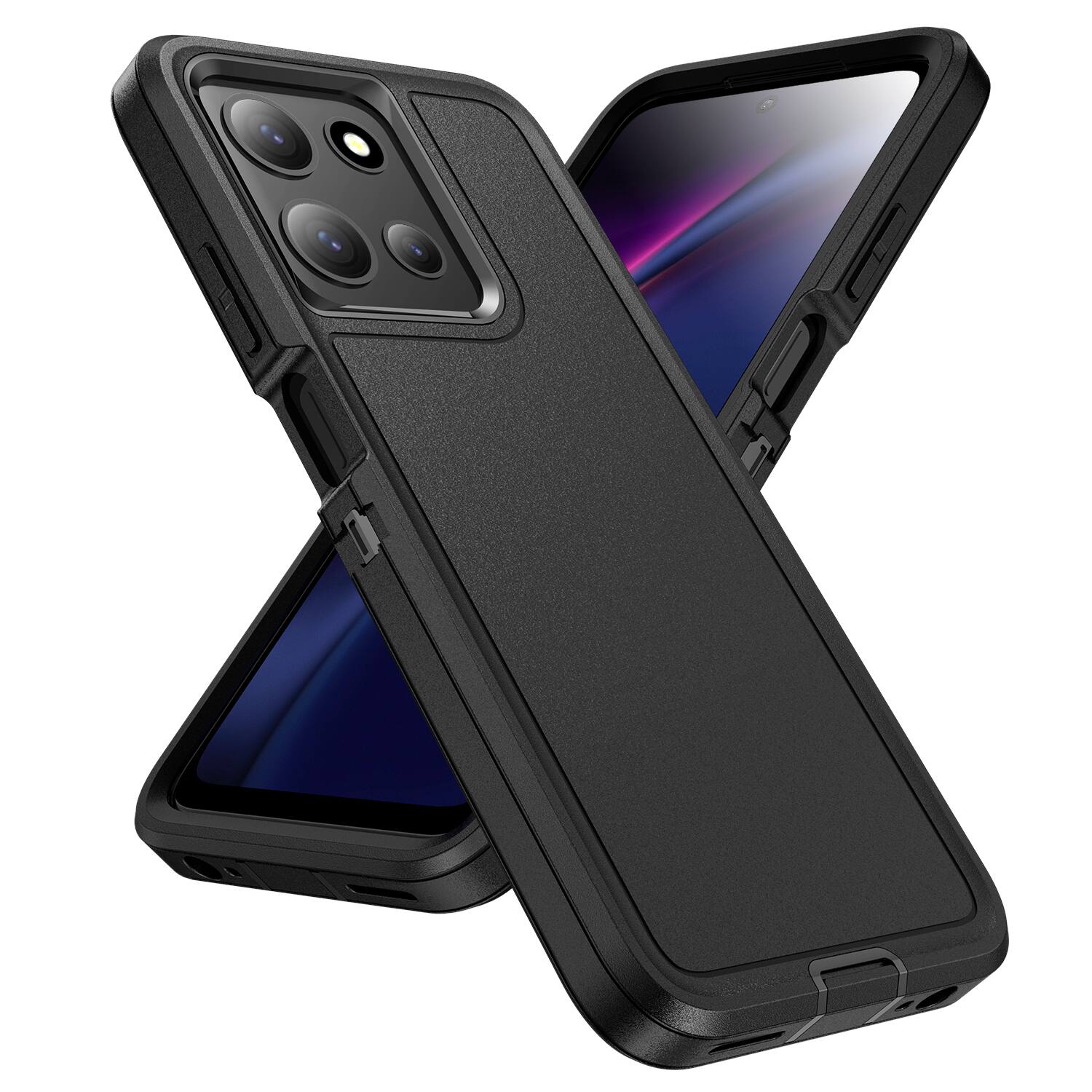 Front. Dteck - Rugged Case for Motorola G 5G (2026/2025), Heavy-Duty Dual Layer Shockproof Protective Phone Cover - Black.