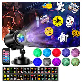 HAKUTA - Halloween Christmas Projector Lights with 16pcs Slides Patterns and Remote Control - Black