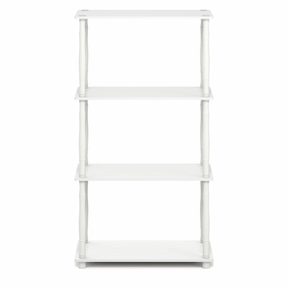 Left. Furinno - TURN-N-TUBE Toolless Open Shelves Storage Shelves, 4-Tier Open Frame Book Shelf, Standing Corner Shelf, Classic Tubes - White/White.