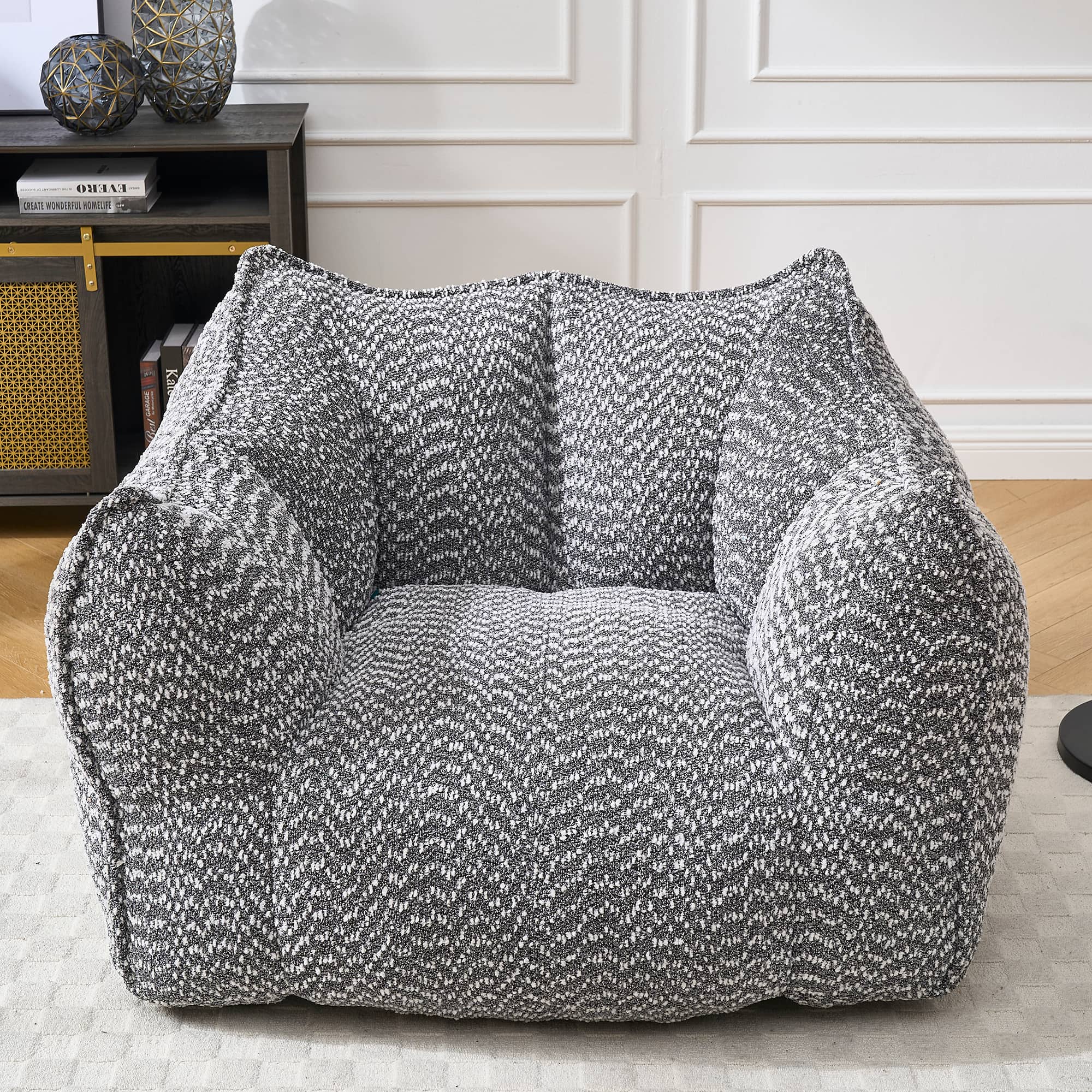 GOODSILO - Premium Square Lazy Sofa Chair with High-Resilience Foam for Living Room and Bedroom Comfort - Gray