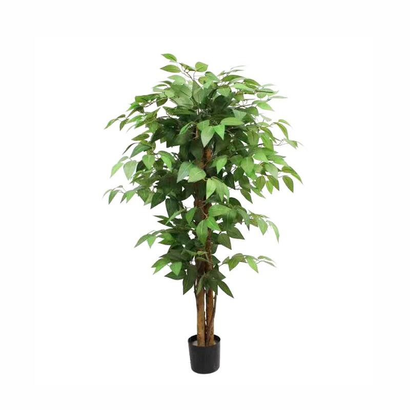 Front. Oumilen - 4ft Artificial Ficus Tree – Fake Ficus Plant with Realistic Leaves, Detachable Design for Indoor Home Decor - Green.