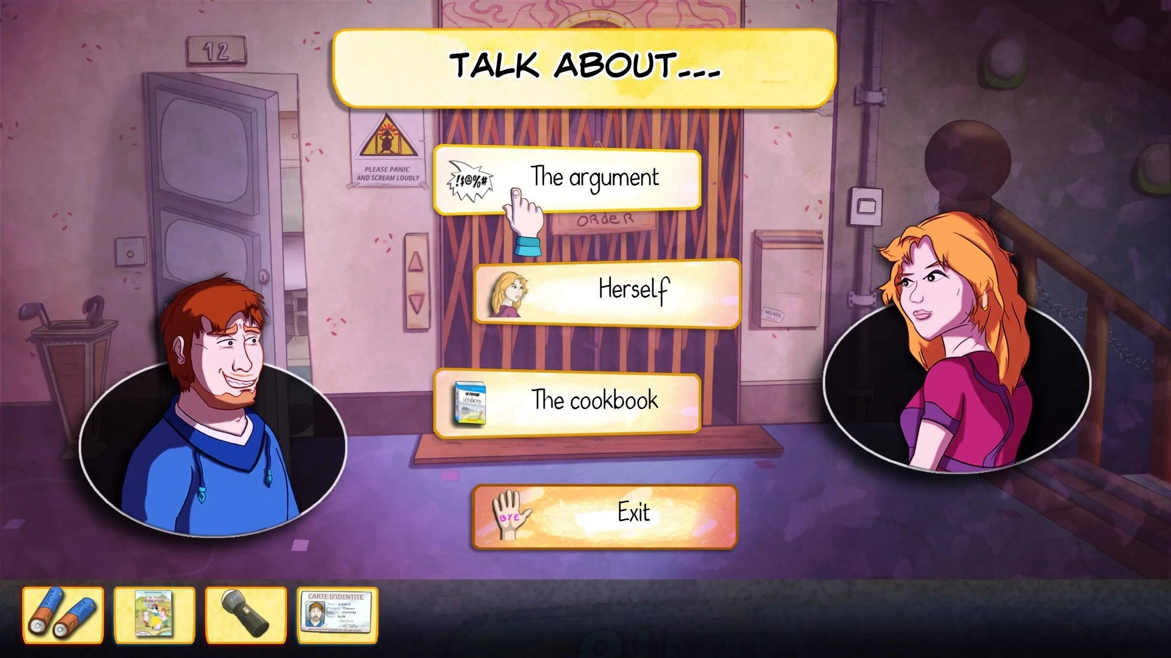 12 TALK ABOUT...

- The argument
- Herself
- The cookbook
- Exit