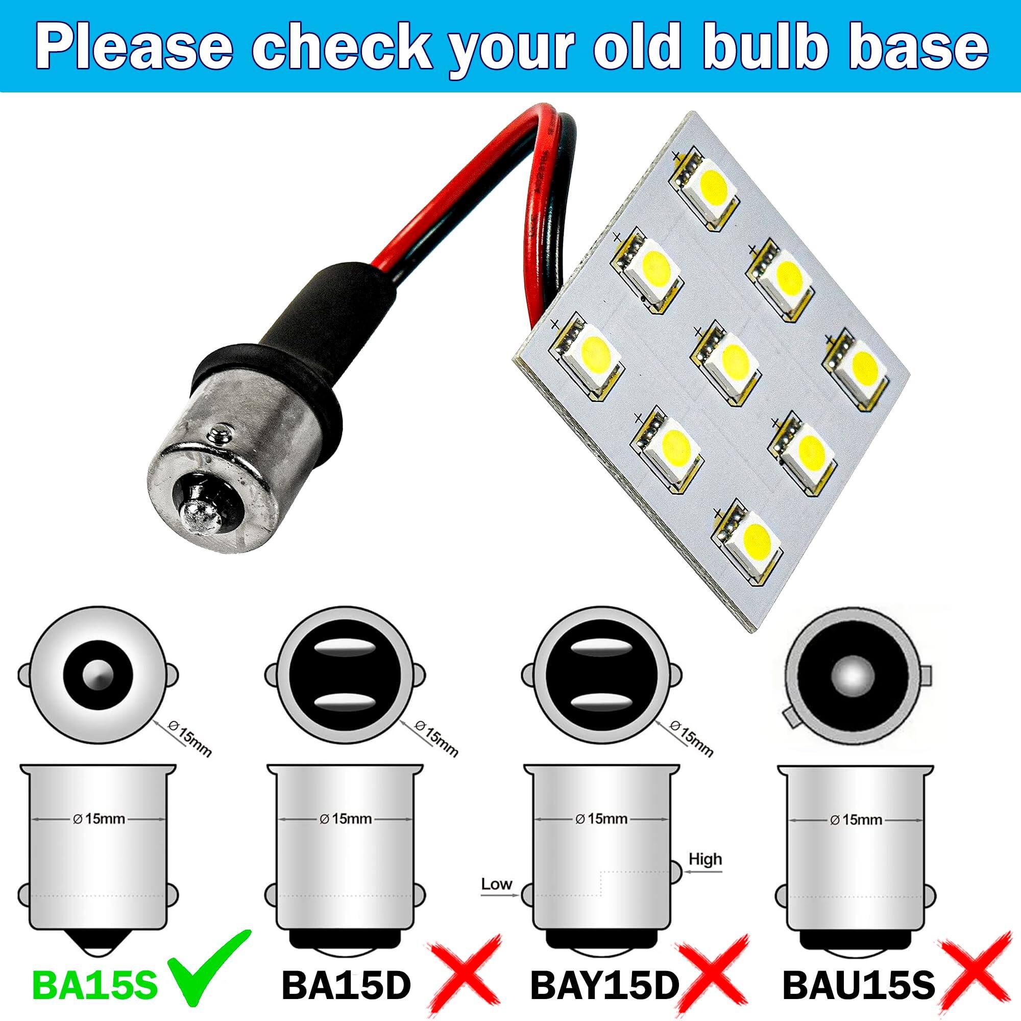 Please check your old bulb base

3 15mm O 15mm D 15mm a 15mm 0 15mm e 15mm BA15S High Low BA15D X BAY15D X BAU15S X