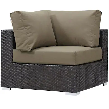 Front. Outdoor Escape - Outdoor Patio Corner Sofa With Cushions For Cozy Outdoor Living - Brown.