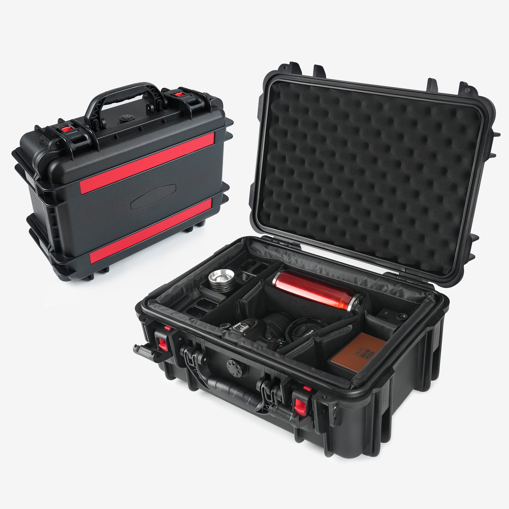 LOVMOR - 19.2x14.5x8.1 Inch Hard Equipment Case Waterproof Storage with Dividers for Camera Drone and Electronics