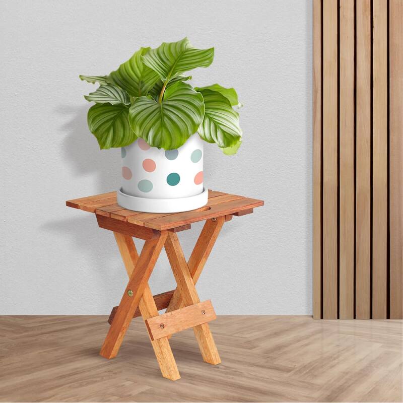 Alt View 1. Lent Glitter Wood - PORTABLE FOLDING ACCENT PATIO TABLE - Brown.