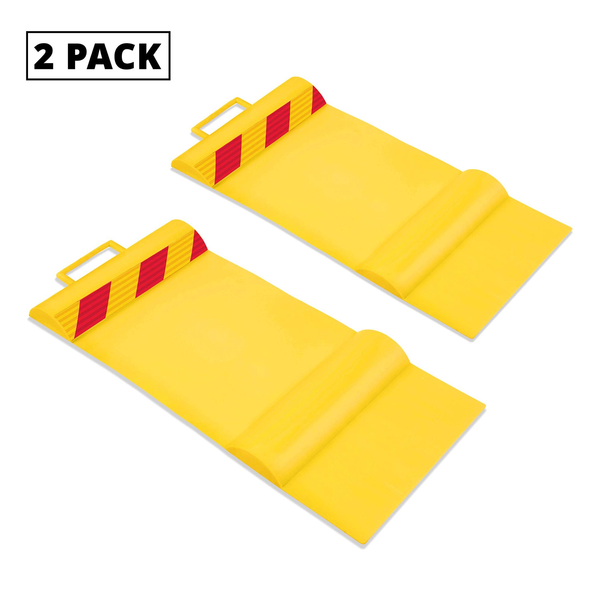 Alt View 6. RaxGo - Car Parking Mat, Parking Stopper for Garage with Anti-Skid Grips & Handles - Pack of 2 - Yellow.