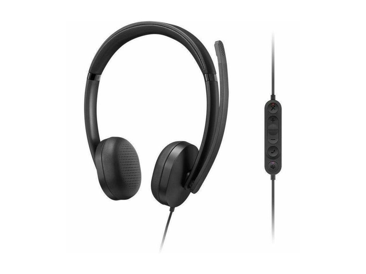 Alt View 4. Lenovo - Lenovo 5000 VoIP Headset - Microsoft Teams - USB A/C - Stereo - Noise Red - Black.