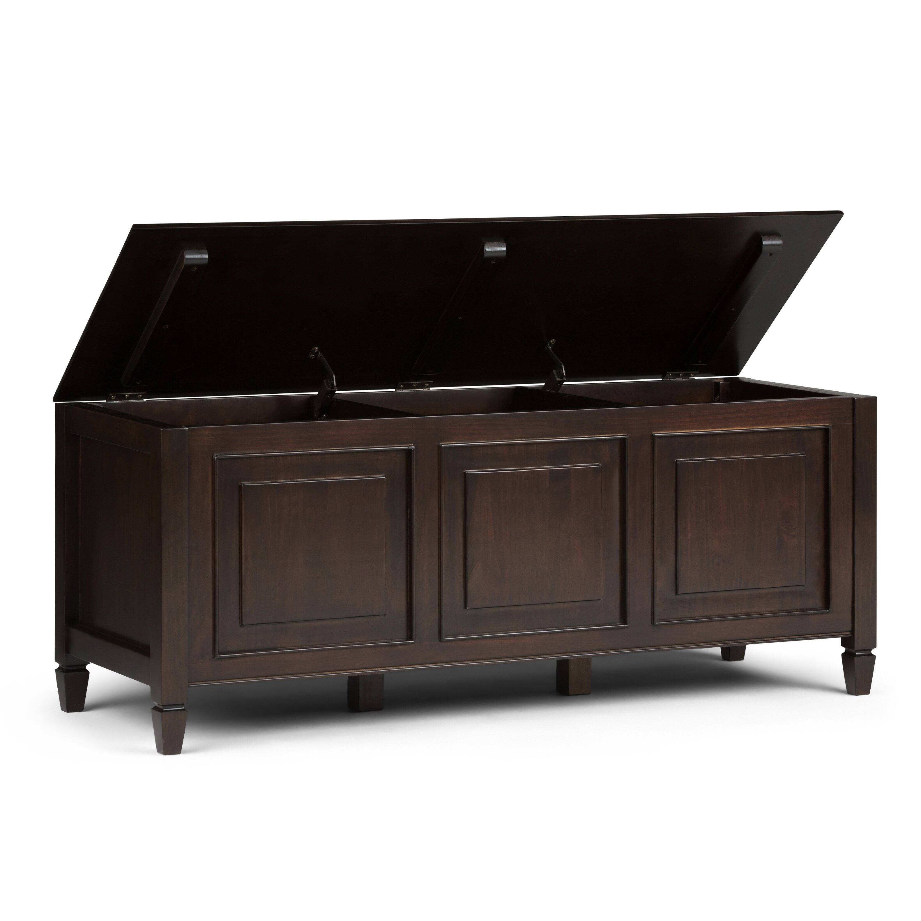 Back. Simpli Home - Connaught Solid Wood 51 inch Wide Storage Bench Trunk and 40 inch Wide Storage Cabinet in Dark Chestnut Brown - Dark Chestnut Brown.