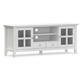 Simpli Home - Acadian 60W Low TV Stand with Drawers, Glass Doors and Shelves - White