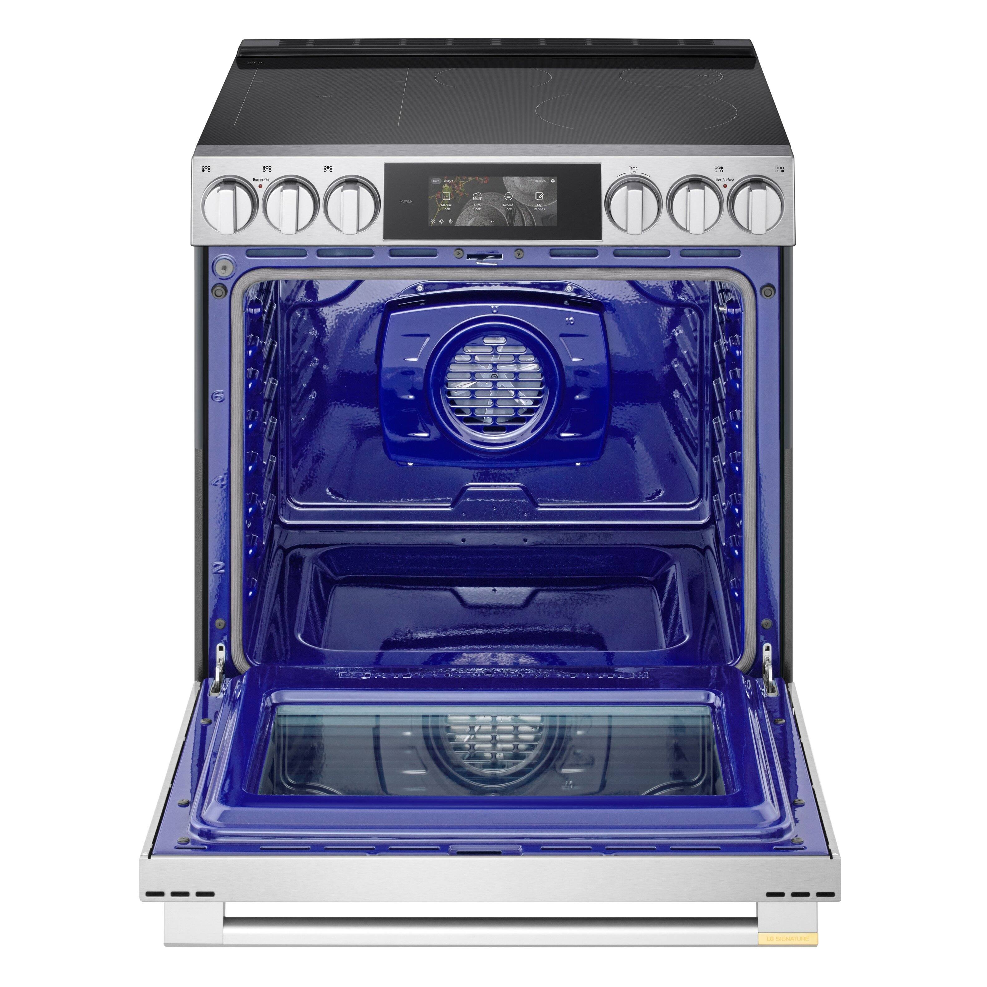 Alt View 9. LG - SIGNATURE 30” Slide-In Electric Induction True Convection Smart Range with Air Fry and AI Gourmet Camera - PrintProof Stainless Steel.