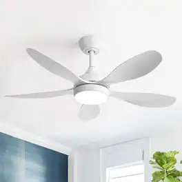 Sofucor - Ceiling Fans with Lights Large Airflow 42inch Modern Ceiling Fan with Quite Reversible DC Motor Dimmable LED Light - White