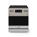 30 in. Wide 5 Elements Gordon Ramsay Series by Thor Kitchen 4.55 Cu. Ft Freestanding Electric Range with Bronze Hardware - Stainless Steel