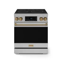 Gordon Ramsay Series by Thor Kitchen 4.55 Cu. Ft Freestanding Electric Range with Bronze Hardware - Stainless Steel