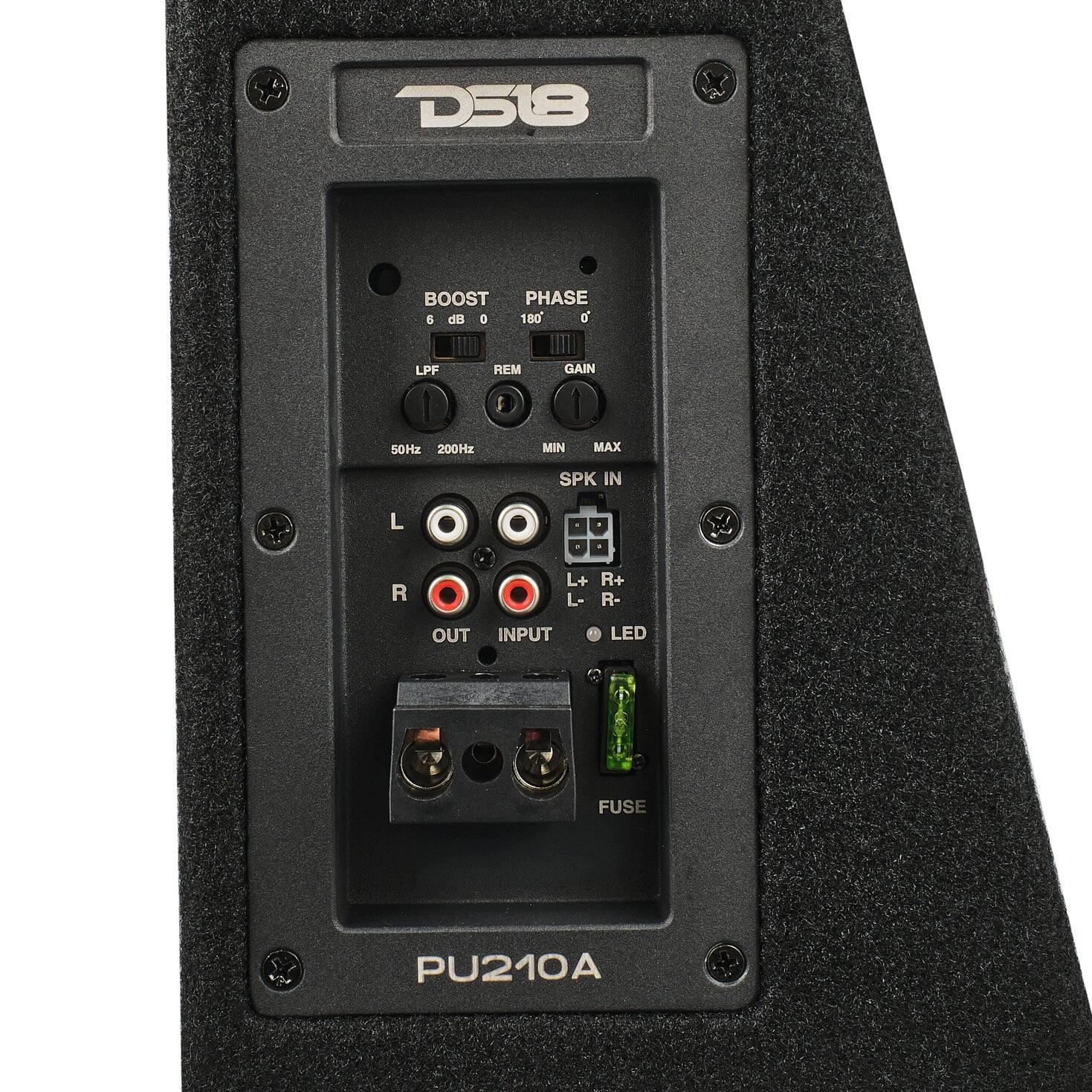 D518

BOOST PHASE 6 dB 0 180°
LPF REM GAIN
50Hz 200Hz MIN MAX
SPK IN
L R
L+ R+ L- R-
OUT INPUT
LED FUSE
PU210A