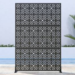 PexFix - 72 in. x 47 in. Francis Pattern Metal Outdoor Privacy Screen & Panels, Freestanding Garden Divider Fence - Black