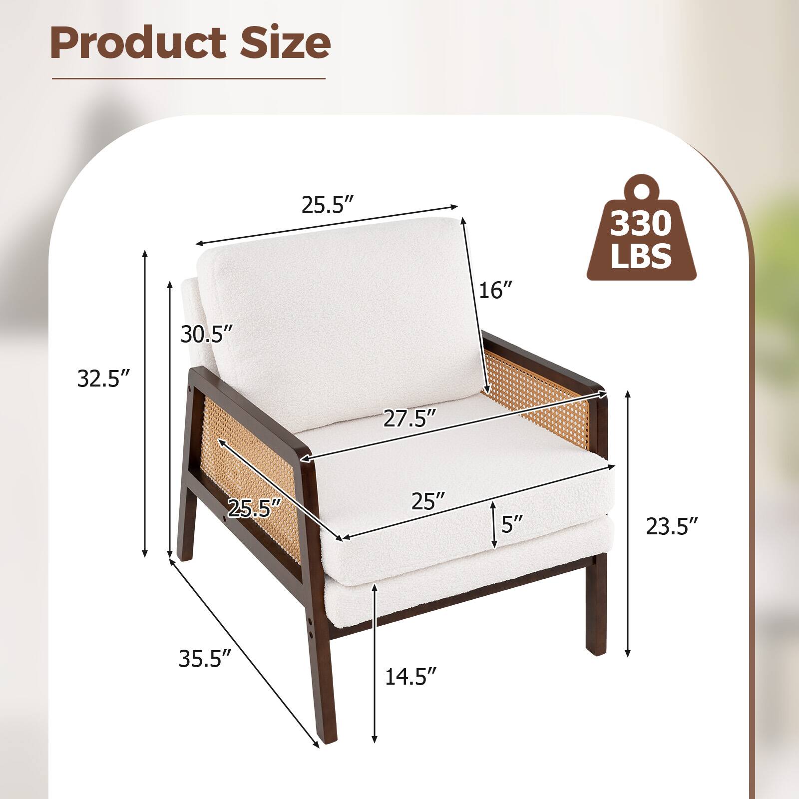 Product Size: 25.5" x 16" x 330 LBS.