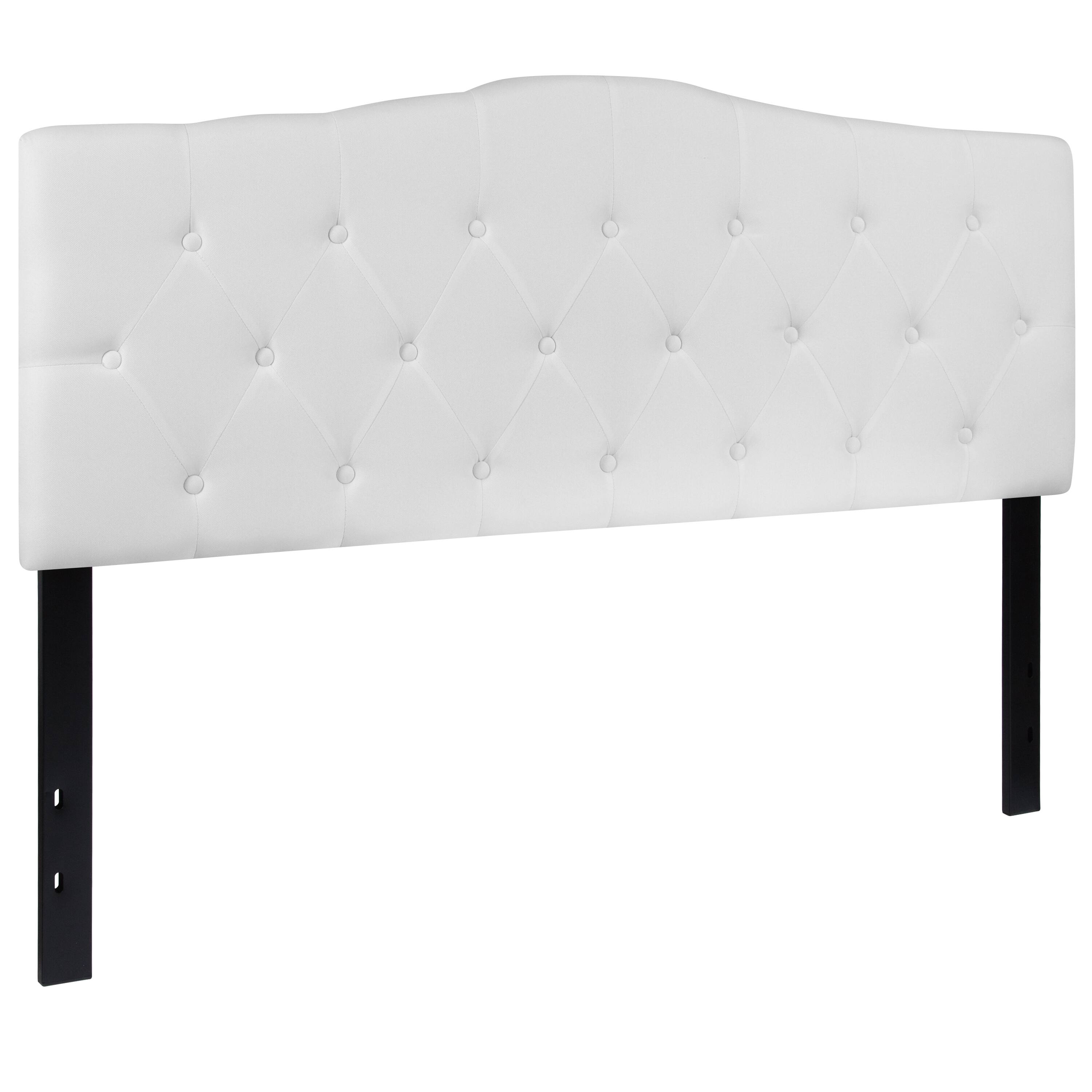 Alt View 1. Emma + Oliver - Arched Button Tufted Upholstered Headboard - White.