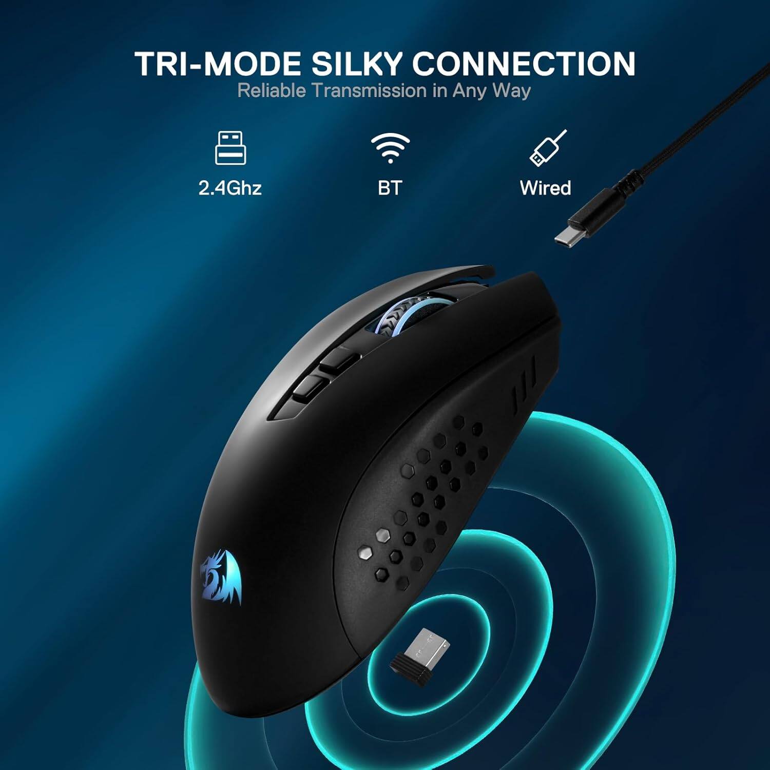 TRI-MODE SILKY CONNECTION  
Reliable Transmission in Any Way  
2.4Ghz  
BT  
Wired