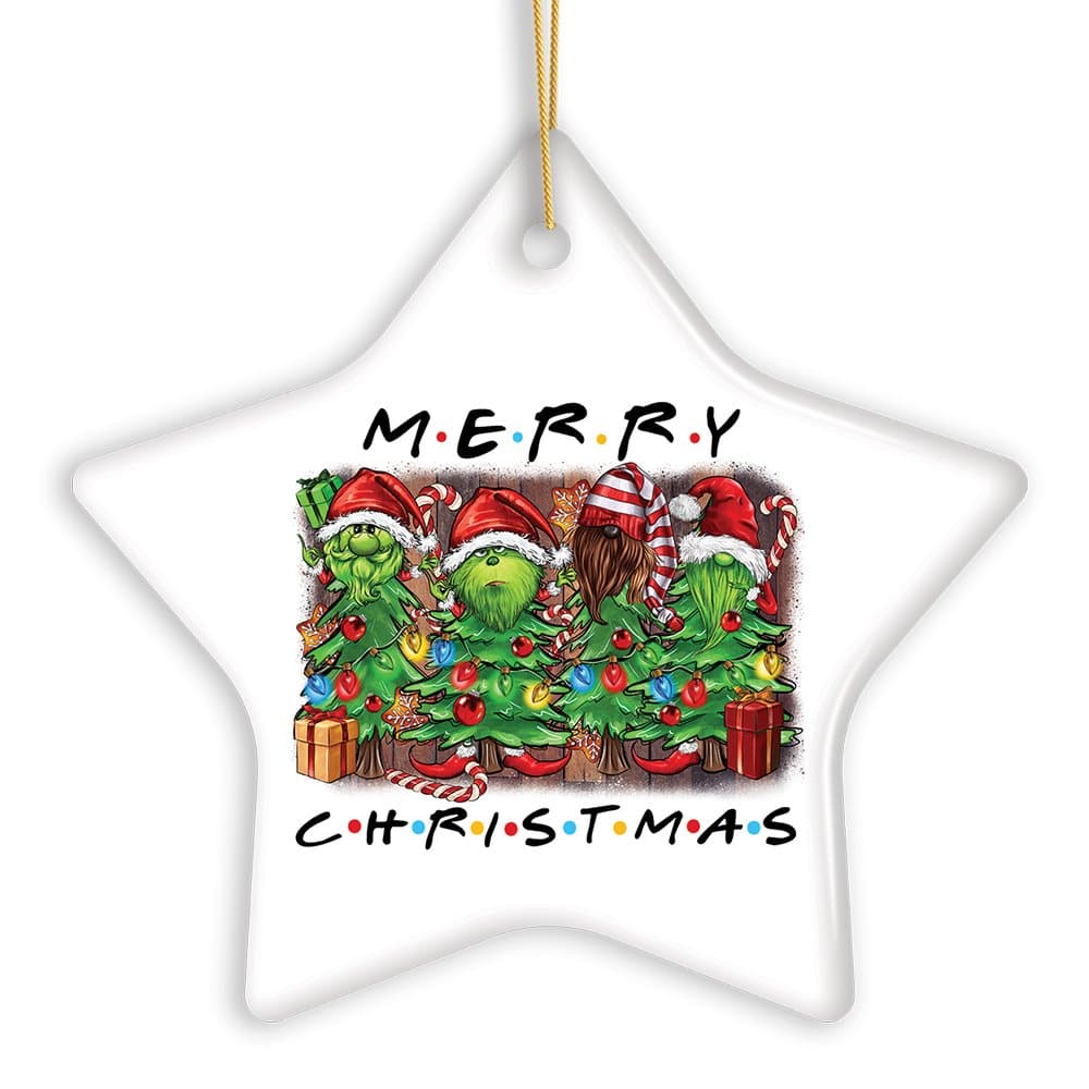 OrnamentallyYou - Quirky and Cute Festive Holiday Merry Christmas Ornament Ceramic Tree Decoration - Multi-colored