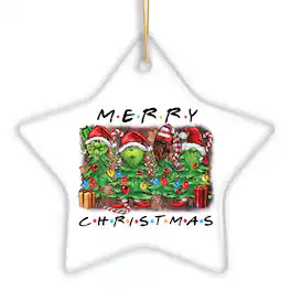 OrnamentallyYou - Quirky and Cute Festive Holiday Merry Christmas Ornament Ceramic Tree Decoration - Multi-colored