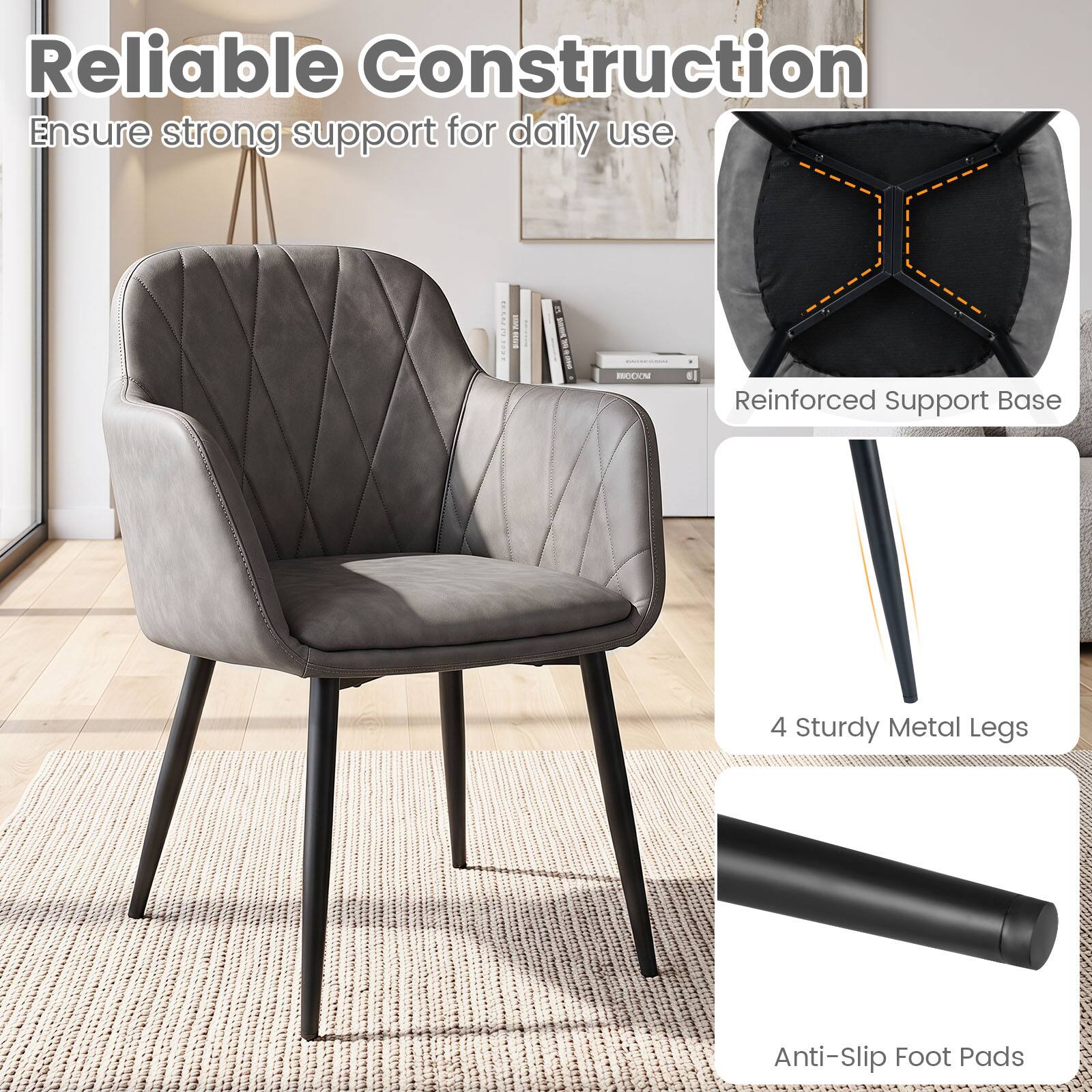 Reliable Construction  
Ensure strong support for daily use  
BOKEN  
Reinforced Support Base  
4 Sturdy Metal Legs  
Anti-Slip Foot Pads