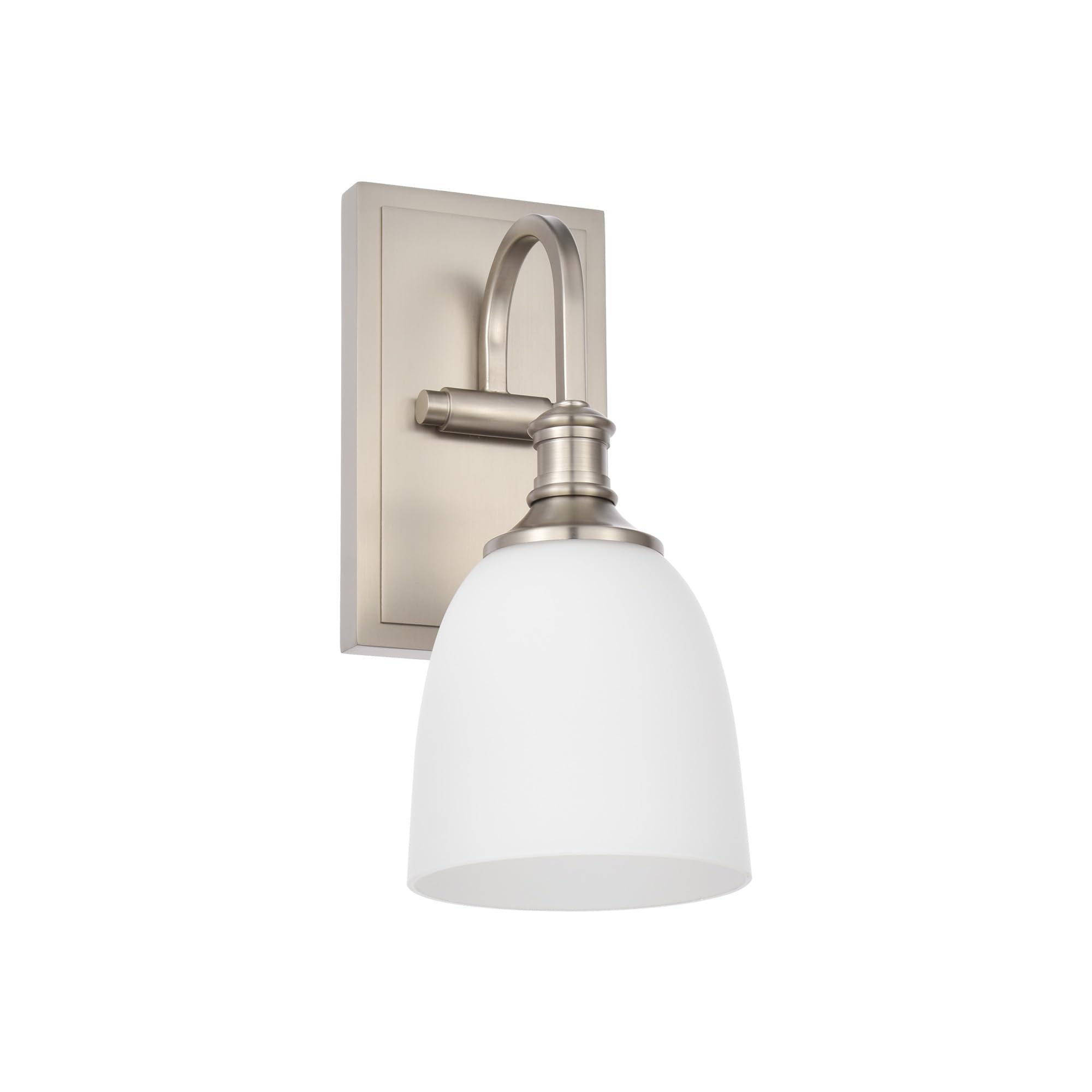 Front. Earthley Blooms - Bathroom Vanity Light Fixtures Vintage Aged Brass Lights Wall Sconce Lighting With Opal Glass Shade Porch M - Brushed Nickel 1-Light.