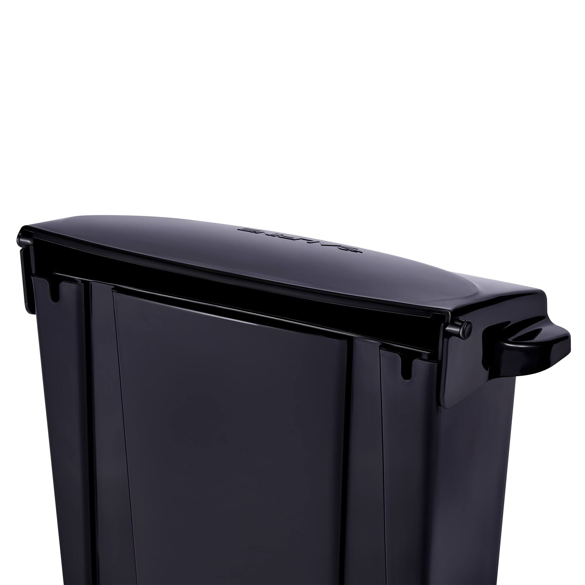 Left. Alpine Industries - Plastic Sanitary Napkin Receptacle Trash Can - Black.