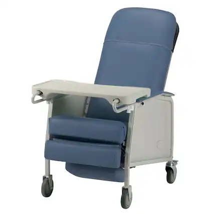 Front. Invacare - Traditional Three-Position Recliner, 19in Seat, 250lb Capacity - Blue Ridge.