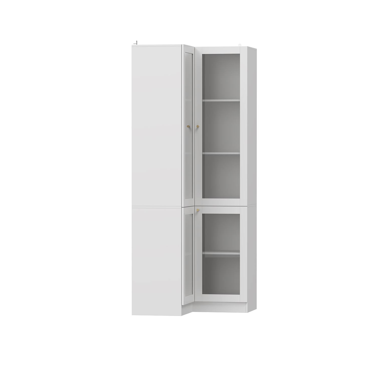 Back. Famapy - Famapy Corner Glass - Door Storage Cabinet: Adjustable Shelves & Space - Saving Design for Home Organization - White.