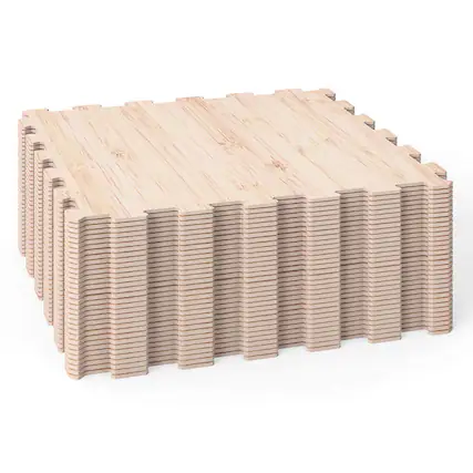 Front. Costway - Costway 20"x20" Wood Grain Puzzle Mats,32-Pcs EVA Foam,Interlocking Floor Tiles for Room - Natural.
