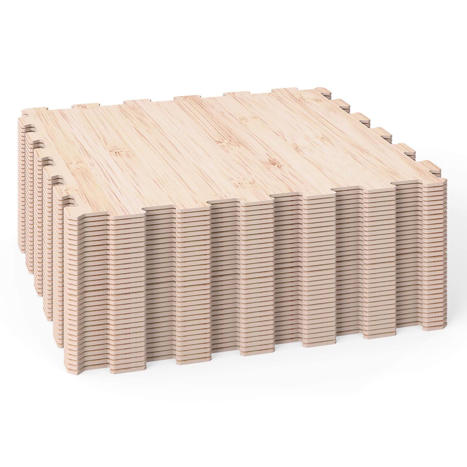 Front. Costway - Costway 20"x20" Wood Grain Puzzle Mats,32-Pcs EVA Foam,Interlocking Floor Tiles for Room - Natural.