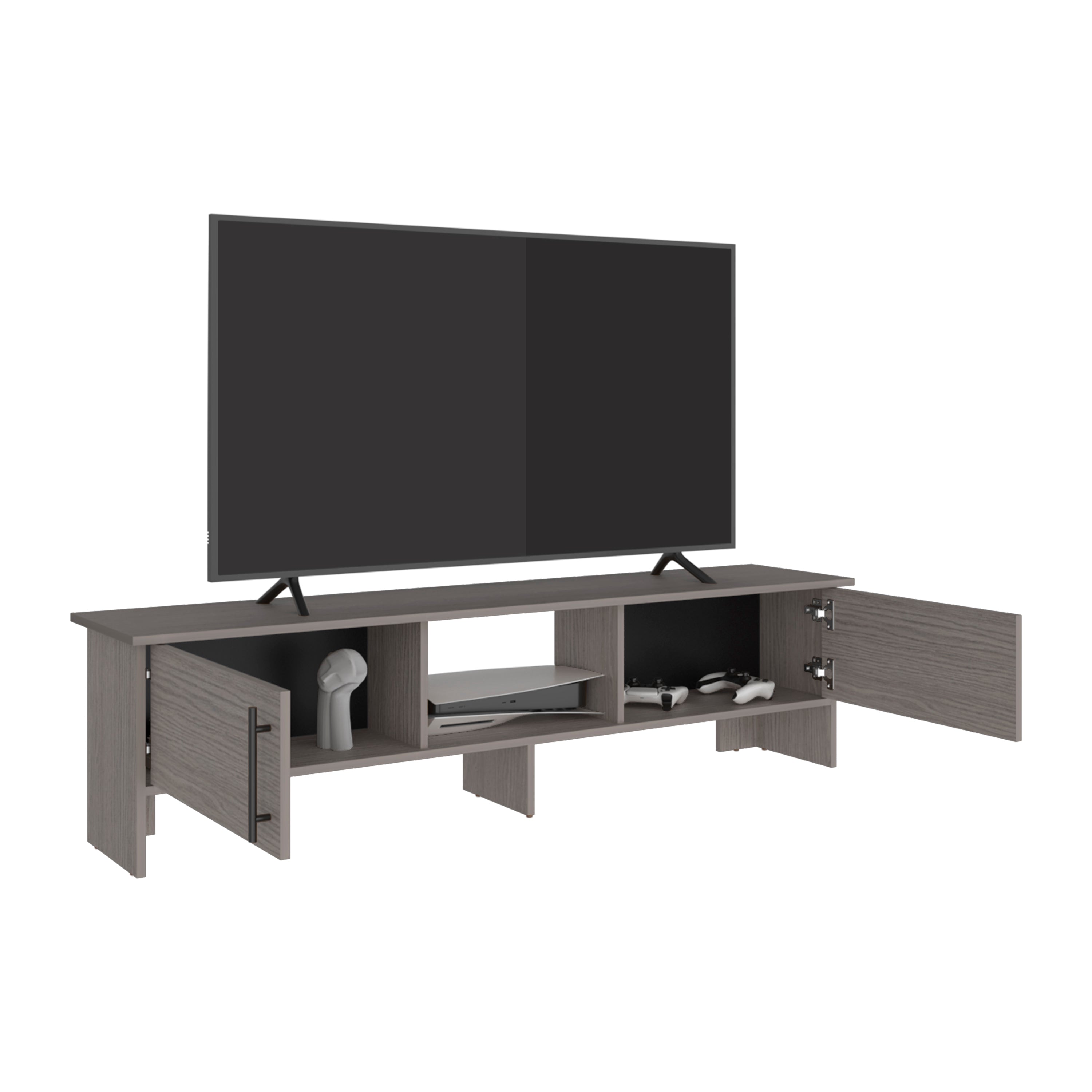 Back. TuHome - Modern Laminate Wood TV Stand and Entertainment Center, Fits TVs up to 65-Inch - Silver Oak.