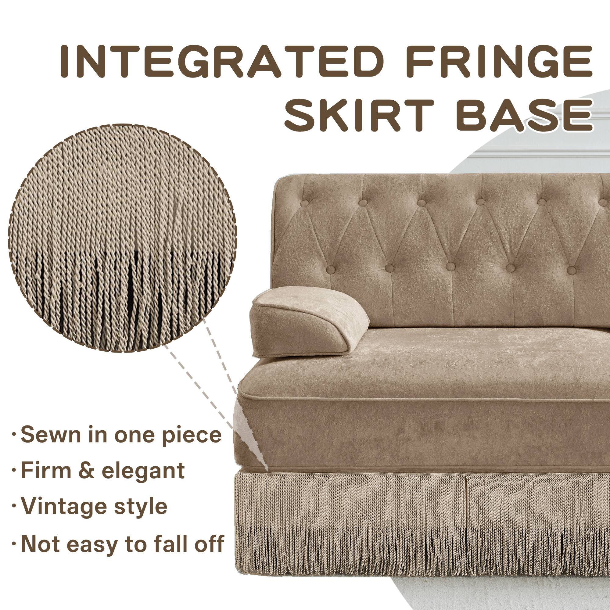 INTEGRATED FRINGE SKIRT BASE

- Sewn in one piece
- Firm & elegant
- Vintage style
- Not easy to fall off